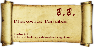 Blaskovics Barnabás névjegykártya